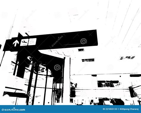 The Landscape of the Airport Building Black and White Illustrations ...