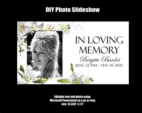 DIY Memorial Photo Slideshow Powerpoint White Lily Funeral - Etsy Canada