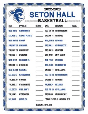 2022-2023 College Basketball Schedules - Big East