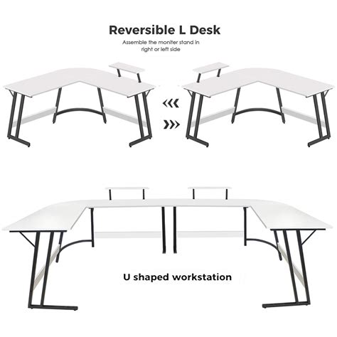 Buy LUFEIYA L Shaped Desk White Corner Computer Desks for Small Space Home Office Student Study ...