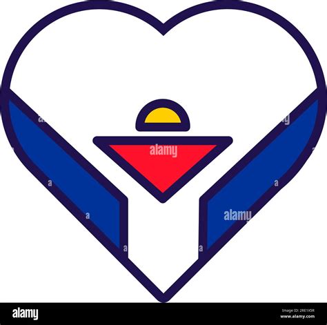 Patriot heart in national Saint Martin flag colors. Festive element, attributes of Saint Martin ...