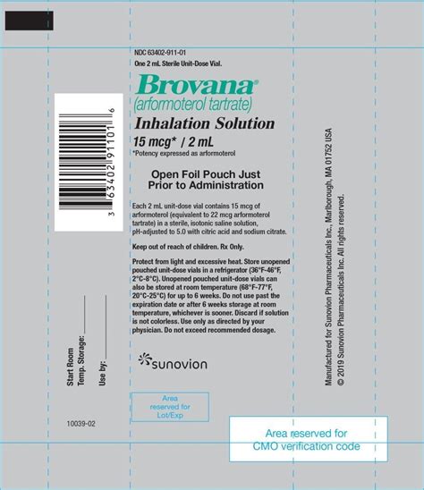 Brovana - FDA prescribing information, side effects and uses