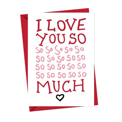 I love you so much card - A is for Alphabet - Romantic Valentines Card