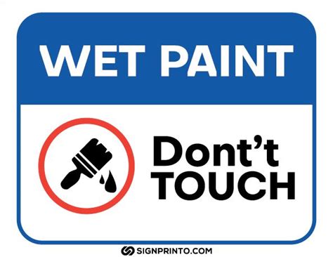 Blue Color Wet Paint Sign - Free Printable Design