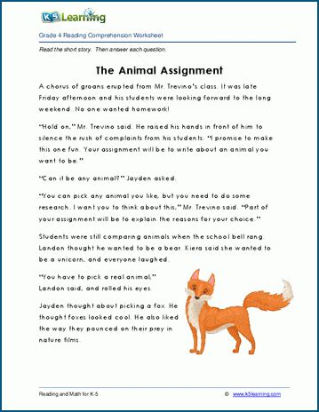 The Animal Assignment - Grade 4 Children's Story | K5 Learning