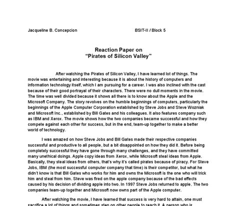 Sample of reaction paper