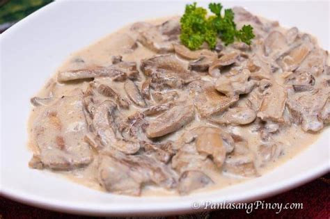 Lengua in White Mushroom Sauce - Panlasang Pinoy