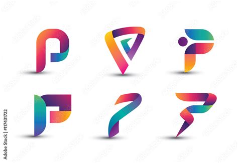 Abstract Colorful P Logo - Set of Letter P Logo Stock Vector | Adobe Stock