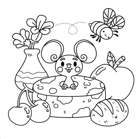 Free Vector | Hand drawn mouse coloring book illustration