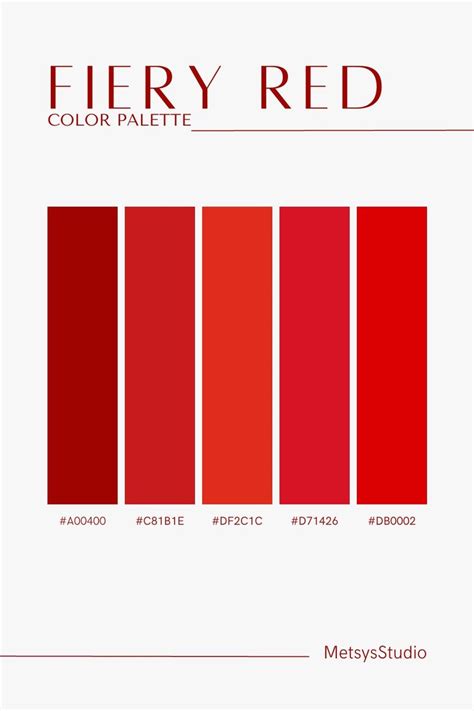 Fiery Red Color Palette in 2023 | Red colour palette, Color palette, Fiery red