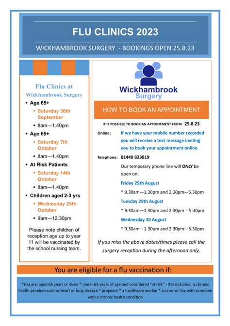 Wickhambrook Surgery Flu Clinics 2023 - Wickhambrook Village