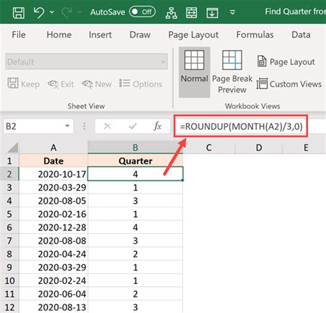 Calculate Quarter from Date in Excel (Easy Formula)