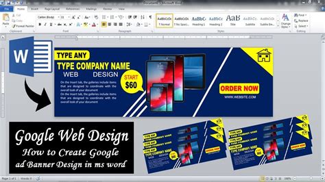 How to web banner Design in ms word | Save Jpeg | adjust size | ad ...