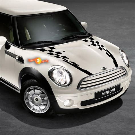 2007-2021 Mini Cooper Checkered Hood Side Back Bonnet Racing Stripes Decals | Mini cooper ...