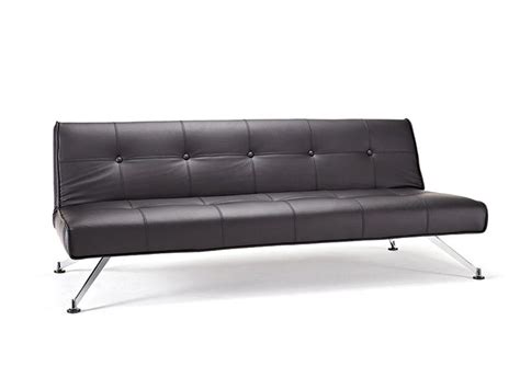 Contemporary Tufted Black Leather Sofa Bed on Chrome Legs St. Louis Missouri INNCLUB