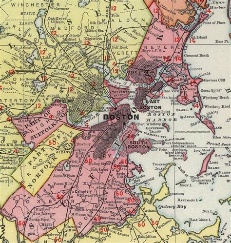 Suffolk County, Massachusetts, 1903, Map, Cram, Boston, Roxbury, Revere, Chelsea, Charlestown ...