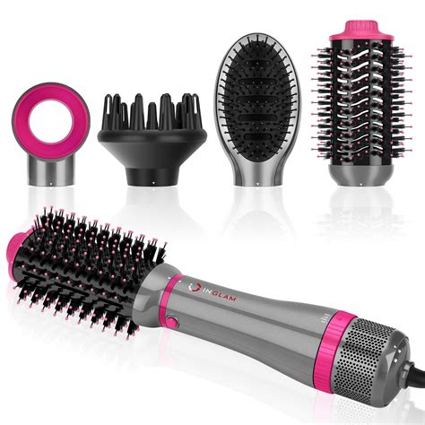 Hair Dryer Brush Set, IG INGLAM 4 in 1 Blowout Brush, Negative Ion Detachable Hair Dryer ...