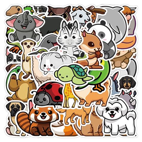 50pcs Cute Stickers Cartoon Animal Stickers Kawaii Stickers Waterproof ...