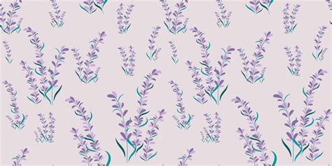 Seamless floral lavender pattern background, Vector lavender and leaf, Hand drawn decorative ...