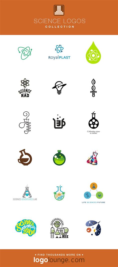 Logo Collection : Science vector logo designs. Beakers, text tubes, dna strands, atoms, and ...