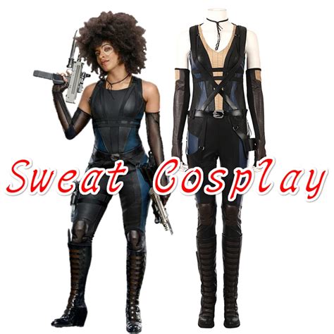 High Quality Deadpool 2 Domino Cosplay Costume Halloween Cosplay Superhero Costume Sexy Jumpsuit ...