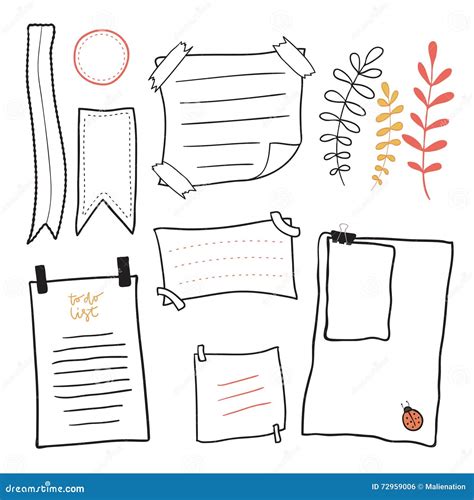 Doodle Notepaper. Hand Drawn Messages Sticky Notes Vector Set Stock ...