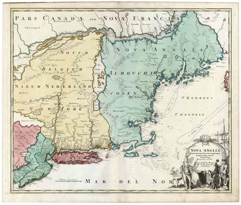 Iconic map of New York and New England by Homann - Rare & Antique Maps