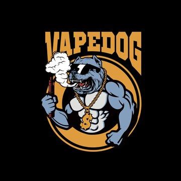 Premium Vector | Logo vape dog muscle