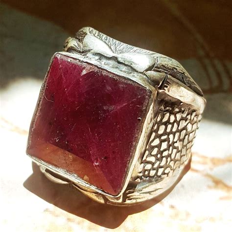 ياقوت طبيعي handmade 925 sterling silver ring genuine red natural ruby yaqut | Handmade rings ...