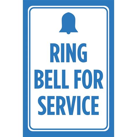 Ring Bell For Service Blue White Picture Signs Business Window Store ...