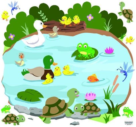 Duck Pond Mural - Kids Room Mural Wall Decals