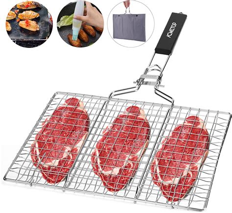 ACMETOP Portable BBQ Grill Basket Stainless Steel Fish Grill Basket ...