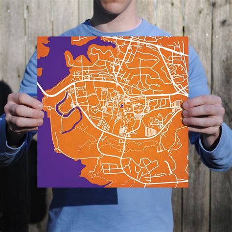 Clemson University Campus Map Art - City Prints