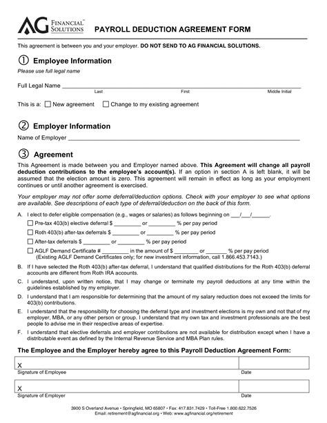 Payroll Deduction Form Template | PDF Template