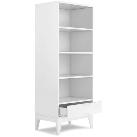 Harper SOLID HARDWOOD 60 inch x 24 inch Modern Bookcase with Storage in White ...