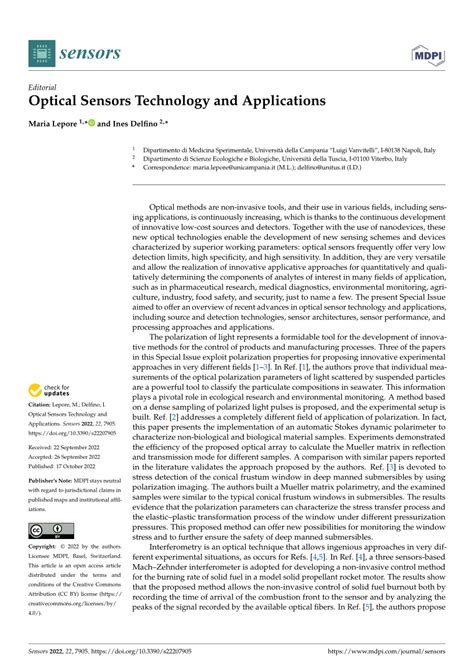 (PDF) Optical Sensors Technology and Applications