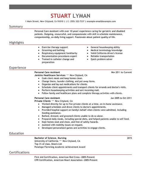 Pca Resume Examples