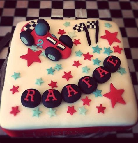 Race car theme square birthday cake for boy.JPG