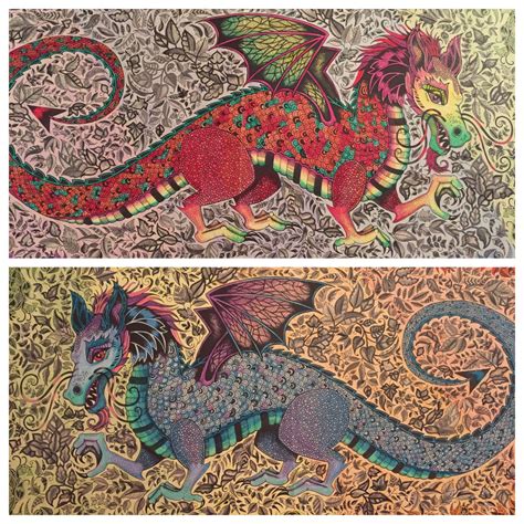 Enchanted forest colouring book Johanna basford dragon