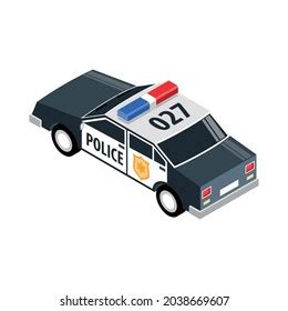 Isometric Police Car Back View On Stock Vector (Royalty Free ...