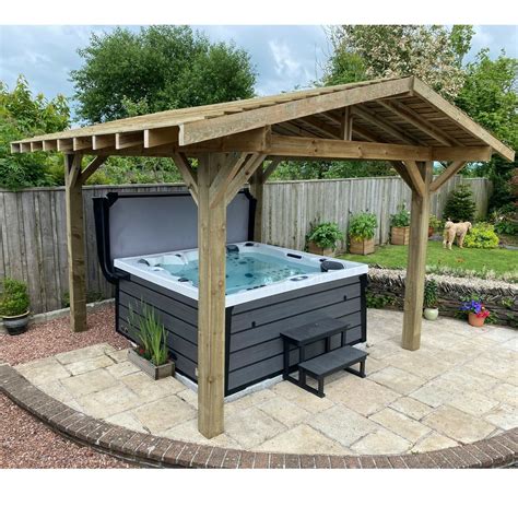 Heavy Duty Wooden Gazebo Hot Tub Shelter, Timber Garden Pergola Roof ...