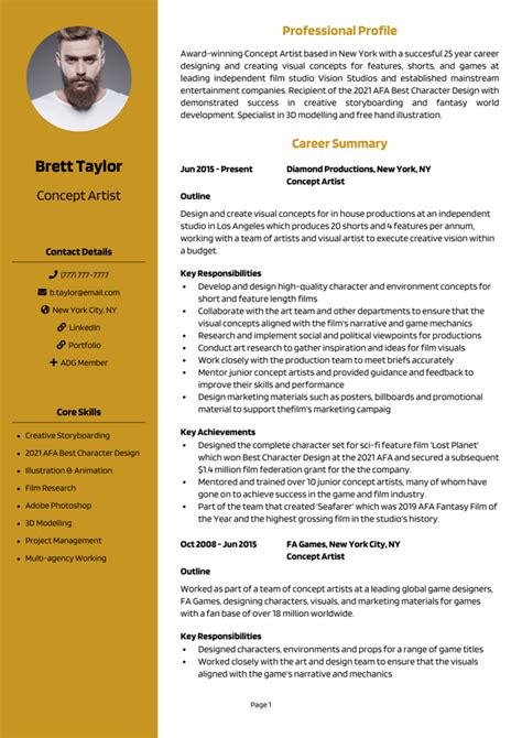 Concept Artist resume example + guide [Get a great job]