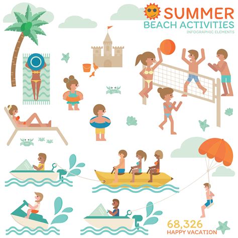 Beach Activities Infographic. 622166 Vector Art at Vecteezy