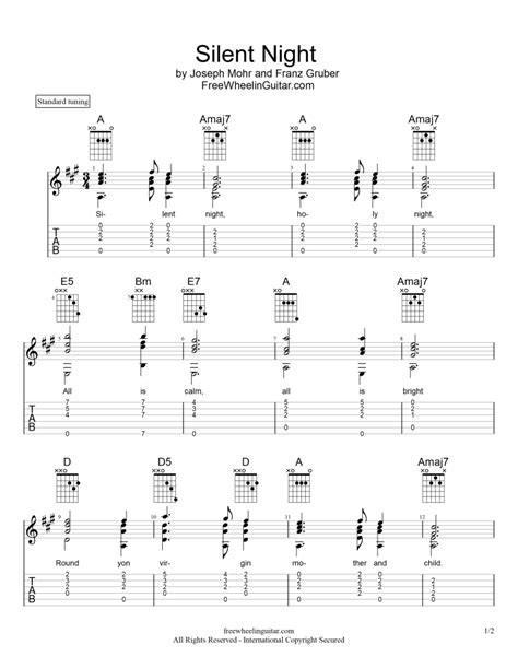 Silent Night - Tab & Sheet Music - FreewheelinGuitar.com