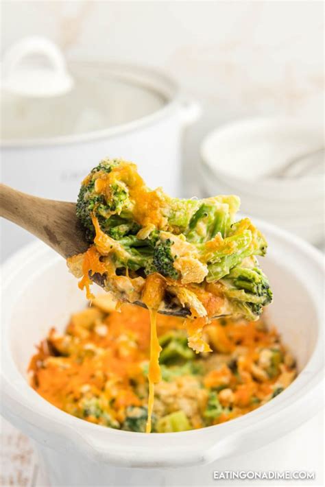 Crockpot Broccoli Cheese Casserole - Eating on a Dime