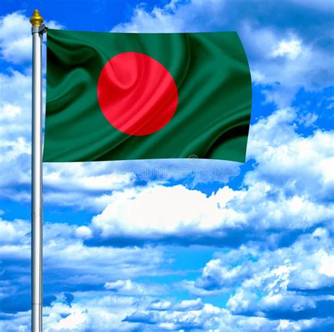 Bangladesh Waving Flag Against Blue Sky Stock Image - Image of pattern, icon: 149774745