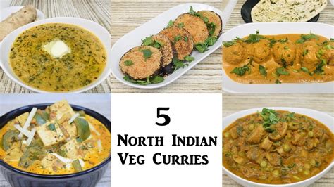 5 North Indian Veg Curries | Curries for Chapati or Roti or Naan - YouTube