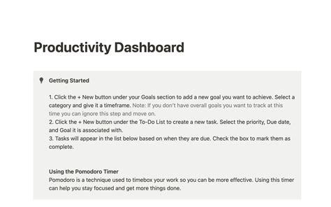 Productivity Dashboard Template | Notion Marketplace