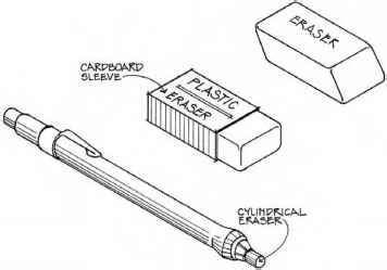 Erasers, Erasing Shields, and Brushes for Drawing - Construction Drawings