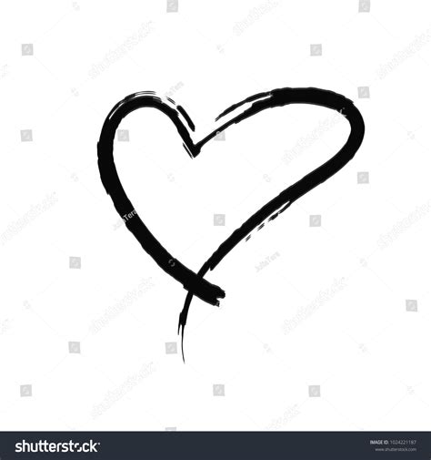 Black Heart Painted By Hand Handwritten Stock Vector (Royalty Free) 1024221187